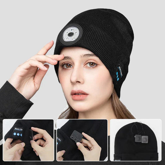 🎅Christmas Pre-sale🎁Peel-Off LED Headlamp Bluetooth Headset Knit Cap