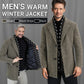 Men’s Stylish Notched Lapel Winter Tweed Jacket with White Duck Down Lining