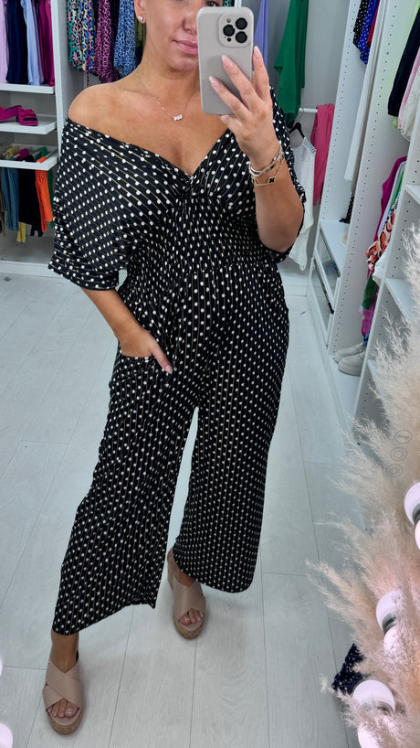 🔥HOT SALE  50% OFF💝Polka Dot Printed Elastic Waist Jumpsuit