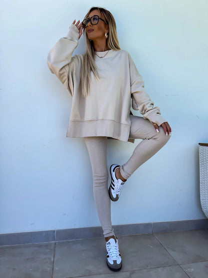 Casual Women Sweatshirt Leggings Set