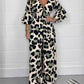 Leopard print V-neck jumpsuit