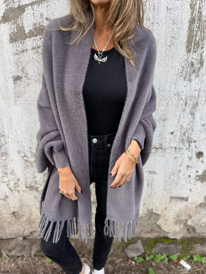 🌹Women's Long Sleeve Casual Tassel Shawl Coat