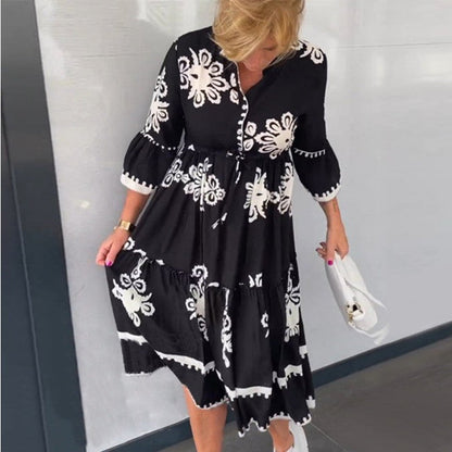 🔥Last Day 49% OFF🔥2023 New Elegant Fashion Printed 3/4 Sleeves Dress