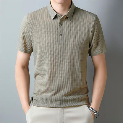 🎁Hot Sale 66% OFF⏳New Silk Business Casual Solid Color T-shirt