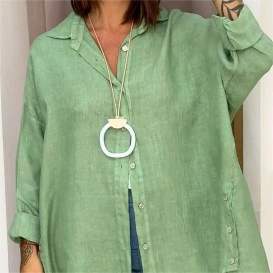 🔥Hot Sale 50% off🔥Women's Casual Solid Color Long Sleeve Button Down Shirt