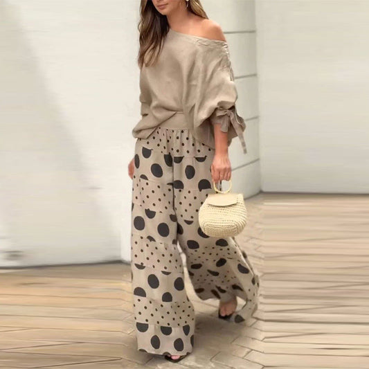 🌸Women's Casual Loose Geometric Print 2-Piece Suit🍀