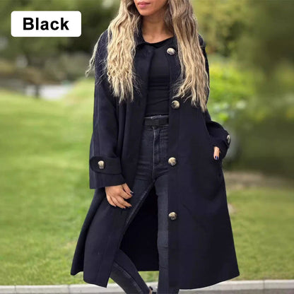 🍁Wrap you in warmth-Women's Button-Down Long Solid Color Coat