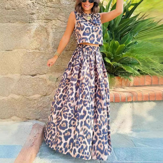 Women's Flowy Leopard Print 2-Piece Set