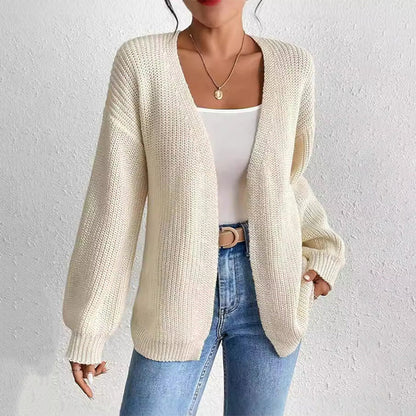 🔥Limited time 50% off🔥Chunky Knit Open Front Cardigan with Lantern Sleeves