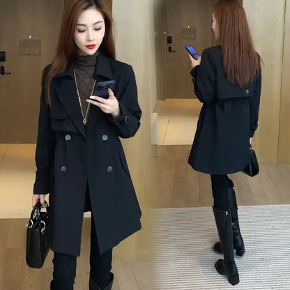 Comfortable Waisted Lapel Trench Coat