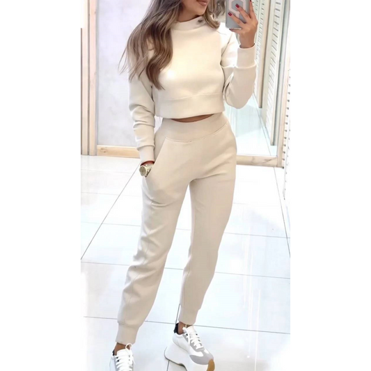 🌷Limited Time 52% OFF💞Women's High Collar Sweatshirt and Pants with Cuffs 2 Piece Set