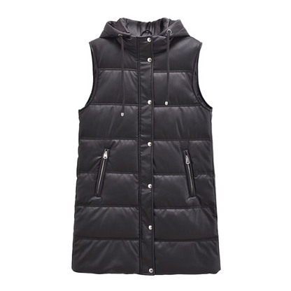 ✨Free Shipping💖❄️Winter Specials-Get 43% off❄️Warm PU Leather Long Hooded Vest