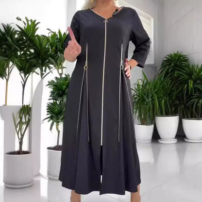 50%OFF💥Women's Fashion Zipper Front Long Dress