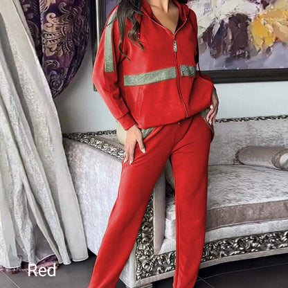 🎅Christmas 49% off sale💥Women's Sequins -Embellished Solid Color Casual 2-piece Set