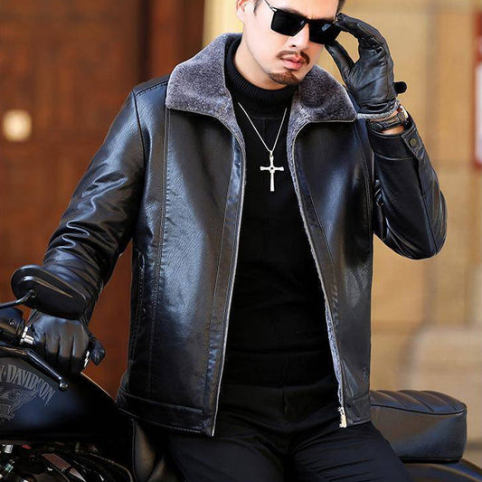 ✈️Free Shipping🌐 Men's Faux Fleece Lined PU Leather Warm Jacket